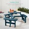 Best Choice Products 6-Person Circular Outdoor Wooden Picnic Table w/ 3 Built-In Benches, Umbrella Hole